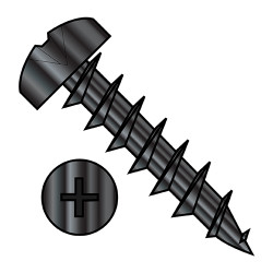 10-9X1 Phillips Pan Deep Thread Wood Screw Full Thread Black Oxide and Oil (Pack Qty 4,500) BC-1016DPPDB