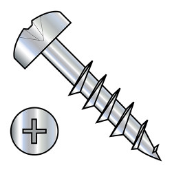 10-9X1 1/2 Phillips Pan Deep Thread Wood Screw 2/3 Thread Zinc (Pack Qty 4,000) BC-1024DPPD