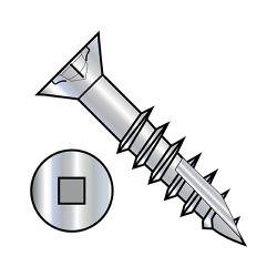 10-9X3 Flat Head Nibbed Square Recess Deep Thread Wood Screw Type 17 2/3 Thread Zinc (Pack Qty 1,500) BC-1048DQF17D