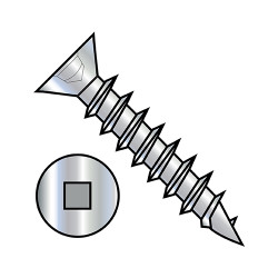 8X1 Flat Head (no nibs) Square Recess Deep Thread Wood Screw Fully Threaded Zinc (Pack Qty 10,500) BC-0816DQFD