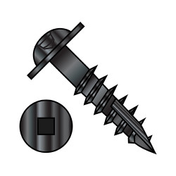 10-9X1 1/4 Square Recess Round Washer Head Deep Thread Type 17 Wood Screw 2/3 Thread Black Oxide (Pack Qty 3,500) BC-1020DQRW17DB