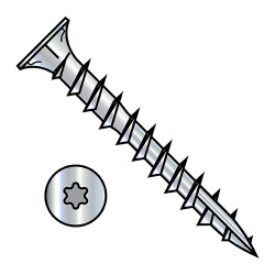 8-11X1 6 lobe Flat w/Nibs Deep Thread Wood Screw Type 17 Full Thread Zinc (Pack Qty 8,000) BC-0816DTF17D