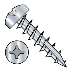 10-9X1 Square Phil Drive Pan Deep Thread Wood Screw Full Thread Type 17 Zinc (Pack Qty 3,000) BC-1016DXP17D