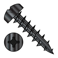 10-9X1 Square Phil Drive Pan Deep Thread Wood Screw Full Thread Type 17 Black Oxide Oil (Pack Qty 3,000) BC-1016DXP17DB