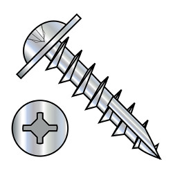 8-11X1 Square Phillips Drive Round Washer Deep Thread Type17 Full Thread Zinc (Pack Qty 4,000) BC-0816DXRW17