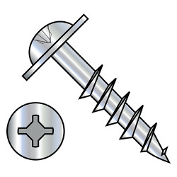 8-11X1 1/2 Square Phillips Drive Round Washer Deep Thread Wood Screw 2/3 Thread Zinc (Pack Qty 3,000) BC-0824DXRWD
