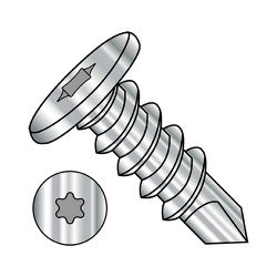10-16X1 1/2 Six Lobe Pancake Head Self Drilling Screw Full Thread 18 8 Stainless Steel (Pack Qty 500) BC-1024KTC188