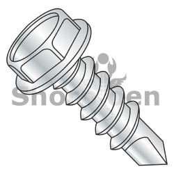 4-24X3/8 Unslotted Indented Hex washer Self Drill Screw Full Thread Zinc (Pack Qty 10,000) BC-0406KW