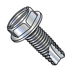 1/4-20X1 1/2 Slotted Indented Hex Washer Thread Cutting Screw Type 23 Fully Threaded Zinc (Pack Qty 1,250) BC-14243SW