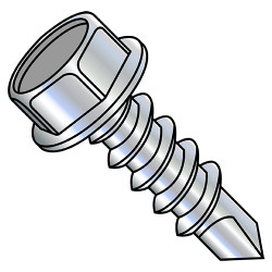 10-16X1 Unslotted Indented Hex washer High Head Self Drill Screw Full Thread #3 Point (Pack Qty 2,500) BC-1016KWH