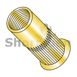 M4X0.7X3.20 Metric Thin Head Round Open-End Ribbed Rivet Nut Steel Zinc Yellow Zinc (Pack Qty 2,000) BC-LS-M43.20SY