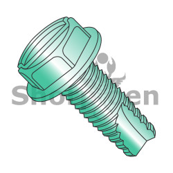 8-32X1/4 Slotted Indented Hex Washer Thread Cutting Screw Type 23 Fully Threaded Zn Green (Pack Qty 10,000) BC-08043SWG