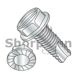 1/4-20X3/4 Slotted Indent Hex Washer Serrated Thread Cutting Screw Type 23 Full Thread Zinc (Pack Qty 3,000) BC-14123SWS