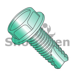 10-32X3/8 Unslotted Ind Hex Washer Thread Cutting Screw Type 23 Full Thread Zinc Green (Pack Qty 8,000) BC-11063WG