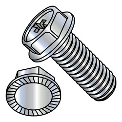 1/4-20X1 1/4 Phillips Indented Hex Washer Head Serrated Machine Screw Fully Threaded Zinc (Pack Qty 1,500) BC-1420MPWS