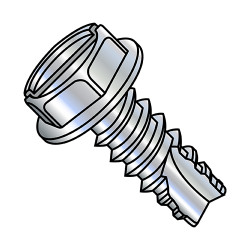 1/4-14X1 Slotted Indented Hex Washer Thread Cutting Screw Type 25 Full Threaded Zinc (Pack Qty 2,500) BC-14165SW
