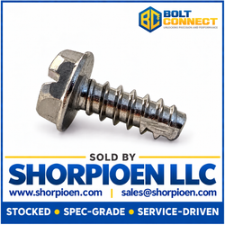 10-16X1/2 Slotted Indent Hex Washer Thread Cut Screw Type 25 Full Thread 18 8 Stainless Steel (Pack Qty 1,500) BC-10085SW188
