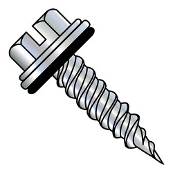 10X1 1/2 Slotted Indent Hex Washer 5/16 A/F Bonded Neo Epdm Washer Full Thread Self Piercing Zinc (Pack Qty 1,000) BC-102431PSWN