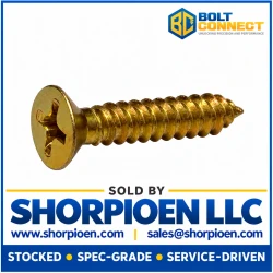 10-16X1 1/4 Phillips Flat Self Tapping Screw Type AB Fully Threaded Zinc Yellow And (Pack Qty 4,000) BC-1020ABPFY