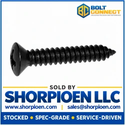 1/4-14X1 1/2 Phillips Oval Self Tapping Screw Type A B Fully Threaded Black Oxide (Pack Qty 1,250) BC-1424ABPOB