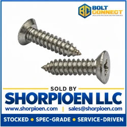1/4-14X1 Phillips Flat Undercut Self Tapping Screw Type A B Fully Threaded 18-8 Stainless (Pack Qty 1,000) BC-1416ABPU188