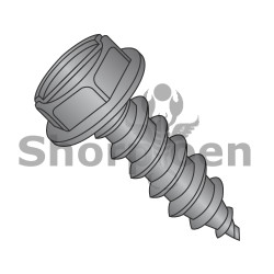 4-24X1/4 Slotted Indented Hex Washer Self Tapping Screw Type A B Fully Threaded Black Oxide (Pack Qty 10,000) BC-0404ABSWB