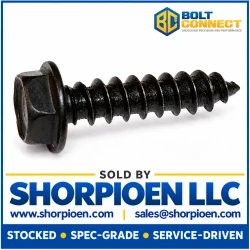 1/4-14X1 1/2 Unslotted Indented Hex Washer Self Tapping Screw Type A B Fully Threaded Black O (Pack Qty 1,250) BC-1424ABWB