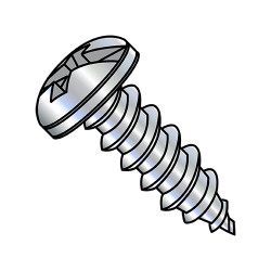 10-12X1 1/2 Combination (Slotted/Phil) Pan Head Self Tapping Screw Type A Full Thread Zinc (Pack Qty 3,000) BC-1024ACP