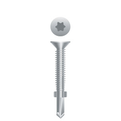 1/4-20 x 2-3/4 410 Stainless Steel Star Drive Flat Head Reamer with Wings, Strong-Shield Coated Point# 4 (Pack Qty 20 Boxes of  30) 4RT234I