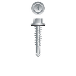 10-16 x 1 410 Stainless Steel Unslotted Indented Hex Washer Head with Bonded Washer, Self-Drilling, Passivated & Waxed Point# 3 (Pack Qty 100) 4HA1016I