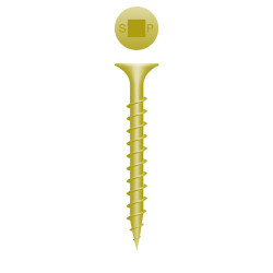 6 x 1-1/4 Outdoor Square Drive Bugle Head, Coarse Thread, Zinc Yellow (Pack Qty 1300) 614QCYV