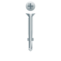 1/4-20 x 2-3/4 Phillips Flat Head Reamer with Wings, Zinc Plated Point# 4 (Pack Qty 1000) R234