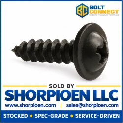 10-12X3/4 Phillips Round Washer Self Tapping Screw Type A Fully Threaded Black Oxide (Pack Qty 4,000) BC-1012APRWB