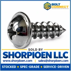 8-15X1 Phillips Round Washer Self Tapping Screw Type A Fully Threaded Chrome (Pack Qty 4,000) BC-0816APRWC