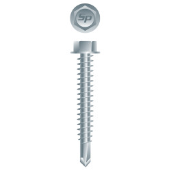 10-16 x 1 Unslotted Indented Hex Washer Head, Zinc Plated Point# 3 (Pack Qty 150) H1016I