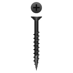 8 x 1 Woodworking Phillips Flat Head w/Nibs Particle Board Screw, Type 17, Black Oxide (Pack Qty 10000) X816NB