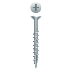 8 x 1 Woodworking Phillips Flat Head w/Nibs Particle Board Screw, Type 17, Zinc Plated (Pack Qty 10000) X816NZ