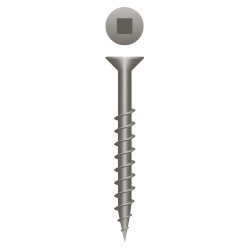 8 x 1 Woodworking Square Drive Flat Head Particle Board Screw, Plain and Lubed (Pack Qty 10000) 816QL