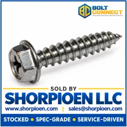 10-12-1 1/2 Phillips Indent Hex washer Self Tap Screw Type A Full Thread 18-8Stainless Steel (Pack Qty 1,500) BC-1024APW188
