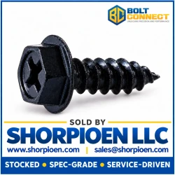 10-12X1/2 Phillips Indented Hex Washer Self Tapping Screw Type A Full Threaded Black Oxide (Pack Qty 8,000) BC-1008APWB