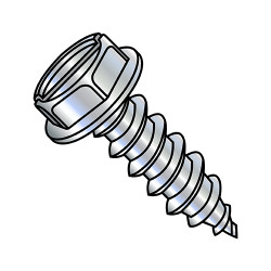 10-12X1 1/2 Slotted Indented Hex Washer Self Tapping Screw Type A Fully Threaded Zinc (Pack Qty 3,000) BC-1024ASW
