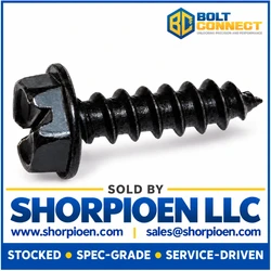 10-12X3/4 Slotted Indented Hex Washer Self Tapping Screw Type A Fully Threaded Black Oxide (Pack Qty 6,000) BC-1012ASWB