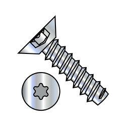 4-24X1/4 Six Lobe Flat Undercut Self Tapping Screw Type B Fully Threaded Zinc (Pack Qty 10,000) BC-0404BTU
