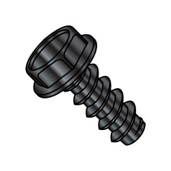 1/4-14X1 Unslotted Indent Hex Washer Self Tapping Screw Type B Full Thread Black Oxide (Pack Qty 2,500) BC-1416BWB