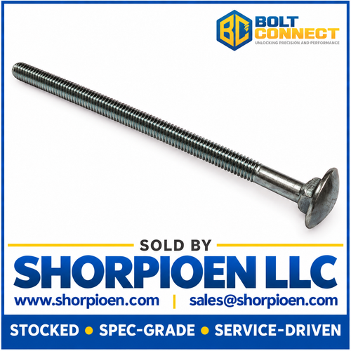 3/8-16X9 1/2 Carriage Bolt Partially Threaded 6" Thread Under Sized Body Zinc (Pack Qty 75) BC-37152C