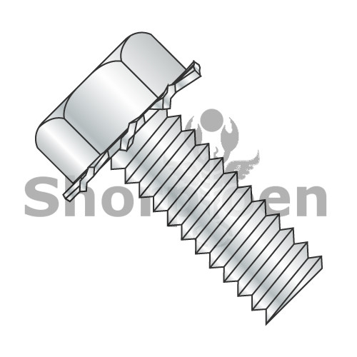 10-24X3/8 Unslotted Indented Hex Head External Sems Machine Screw Full Threaded Zinc (Pack Qty 5,000) BC-1006EH