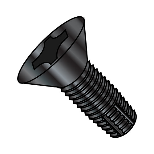 1/4-20X1 1/4 Phillips Flat Thread Cutting Screw Type F Fully Threaded Black Oxide (Pack Qty 2,000) BC-1420FPFB