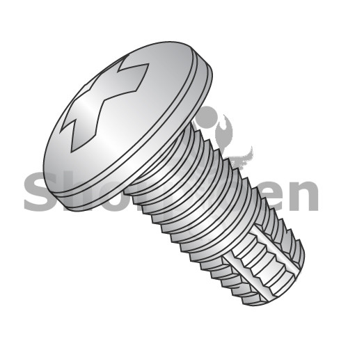 6-32X1 Phillips Pan Thread Cutting Screw Type F Fully Threaded 18-8 Stainless Steel (Pack Qty 5,000) BC-0616FPP188