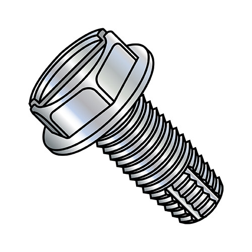 10-24X3/4 Slotted Indented Hex Washer Thread Cutting Screw Type F Fully Threaded Zinc And (Pack Qty 6,000) BC-1012FSW