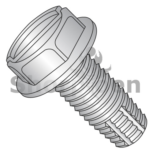 10-24X3/8 Slotted Indented Hex Washer Thread Cut Screw Type F Full Thread 410 Stainless St (Pack Qty 4,000) BC-1006FSW410